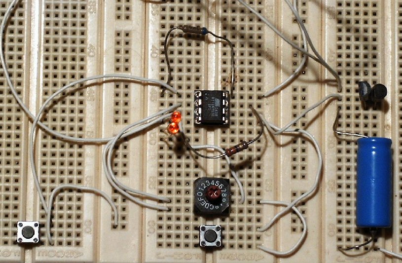 Variante 3 des Melodiegenerators auf Steckbrett